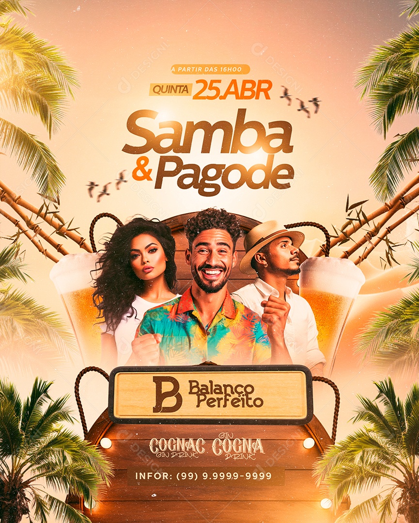 Flyer Samba e Pagode Balanço Perfeito Social Media PSD Editável