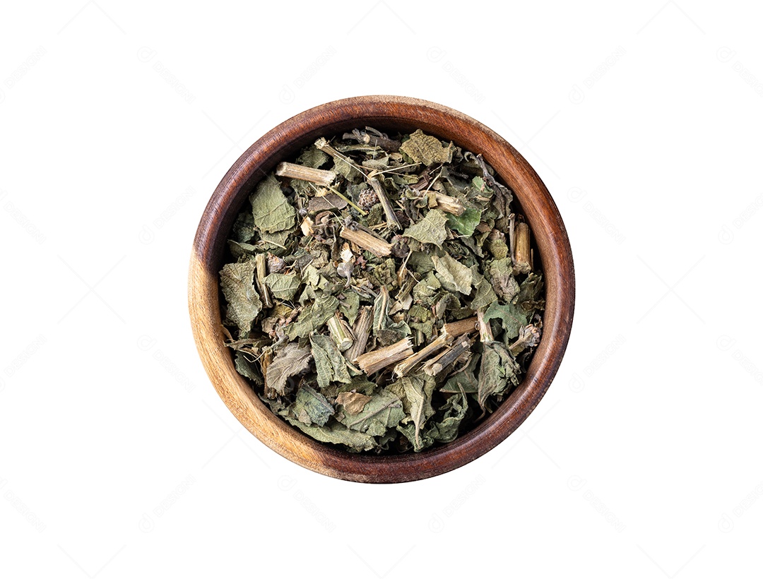 Erva-cidreira ou folhas de chá secas de Melissa em uma tigela