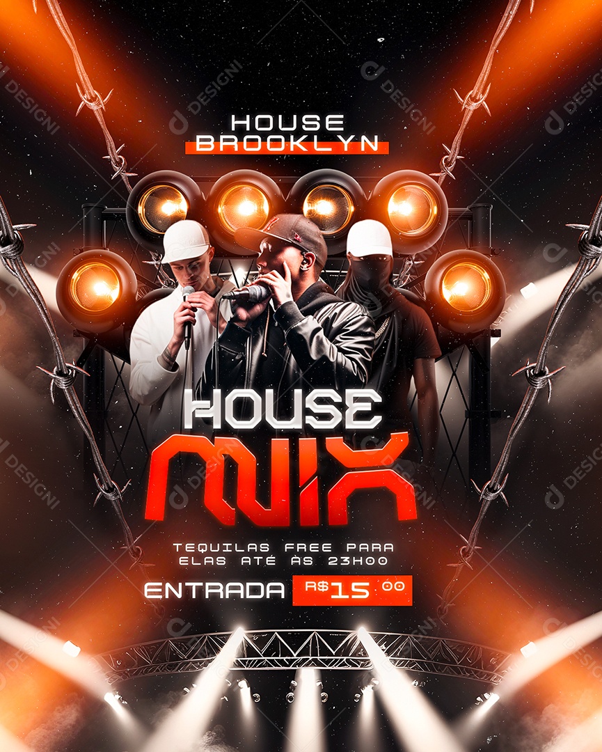 Flyer House Brooklyn Mix Social Media PSD Editável