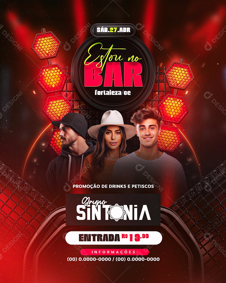 Flyer Sextou no Bar Grupo Sintonia Social Media PSD Editável