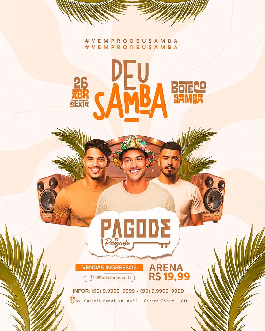 Flyer Deu Samba Pagode do Pagode Social Media PSD Editável