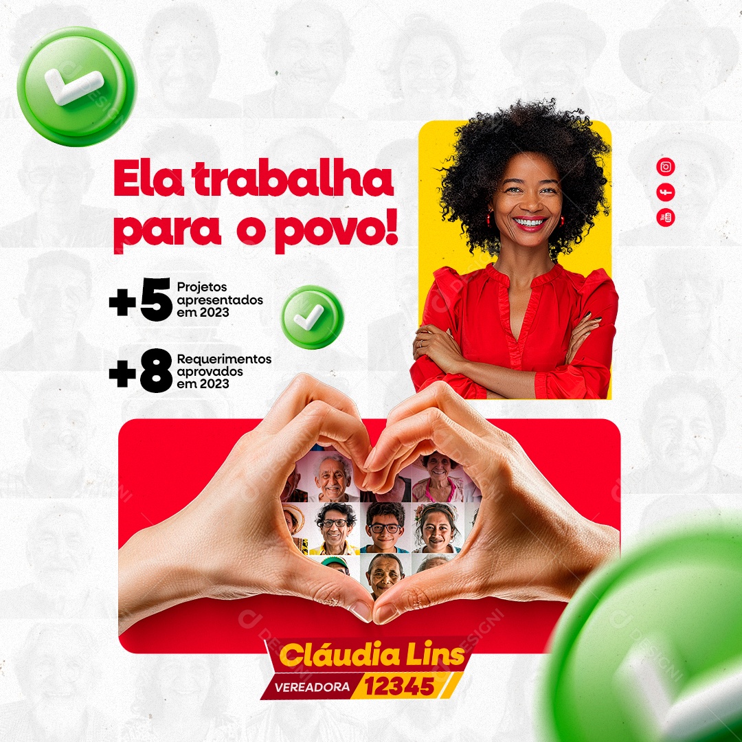 Ela Trabalha para o Povo Social Media PSD Editável