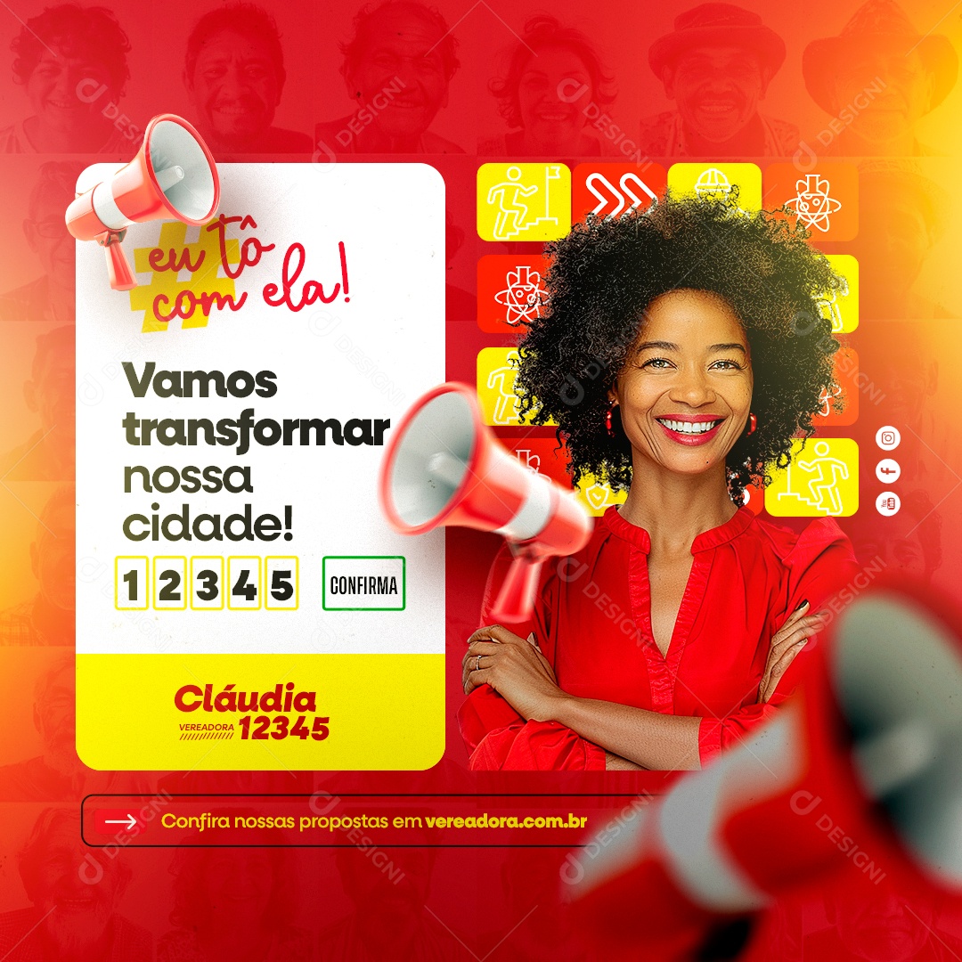 Eu to com Ela Vamos Transformar nossa Cidade Social Media PSD Editável