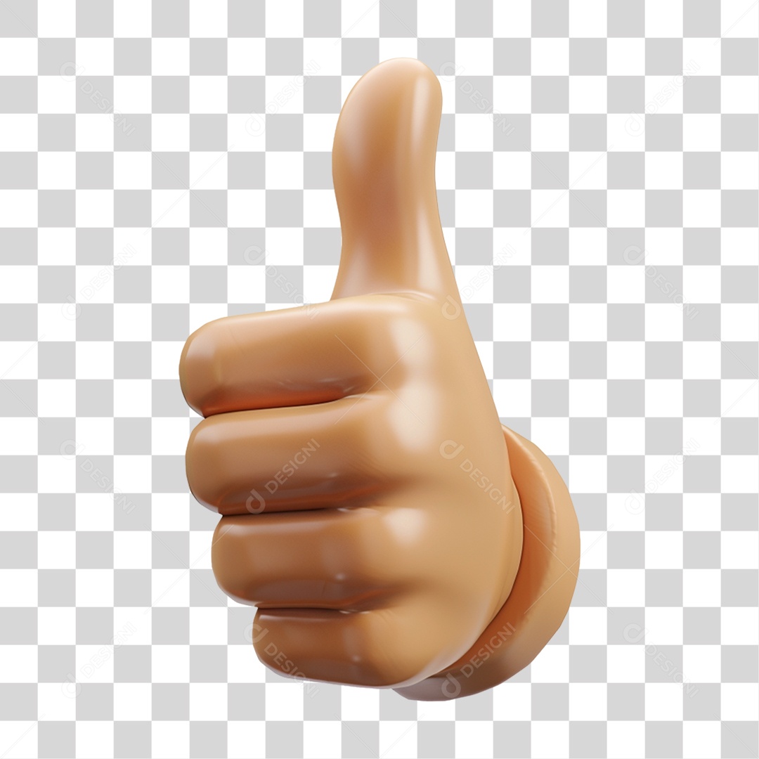 Elemento 3D Mão com Sinal de Positivo PNG Transparente