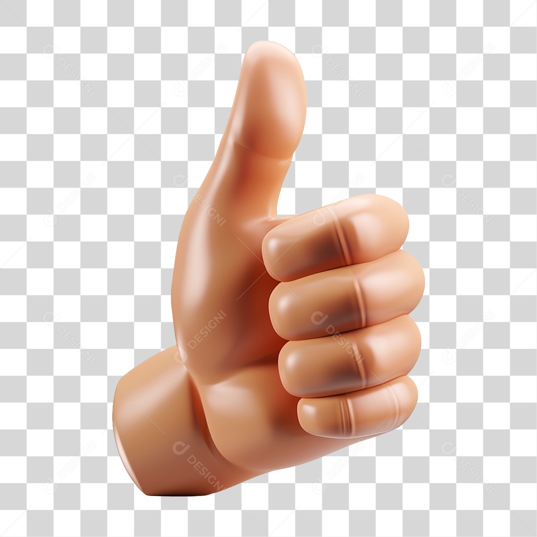 Elemento 3D Mão com Sinal de Positivo PNG Transparente
