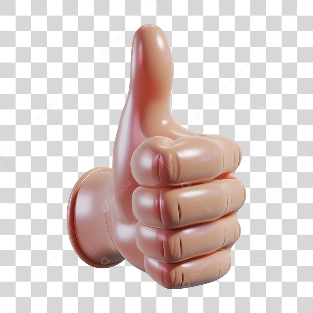 Elemento 3D Mão com Sinal de Positivo PNG Transparente