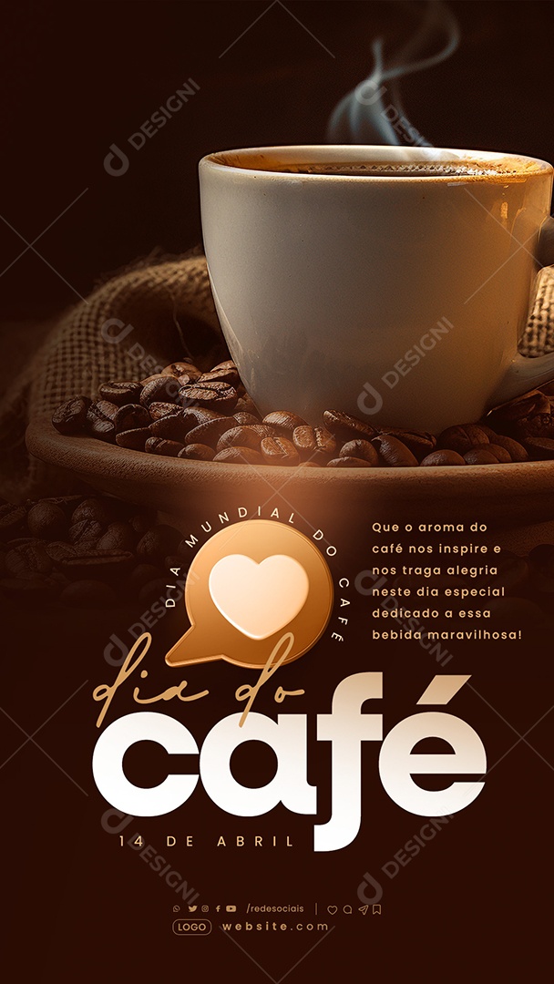 Story Dia do Café 14 de Abril Social Media PSD Editável