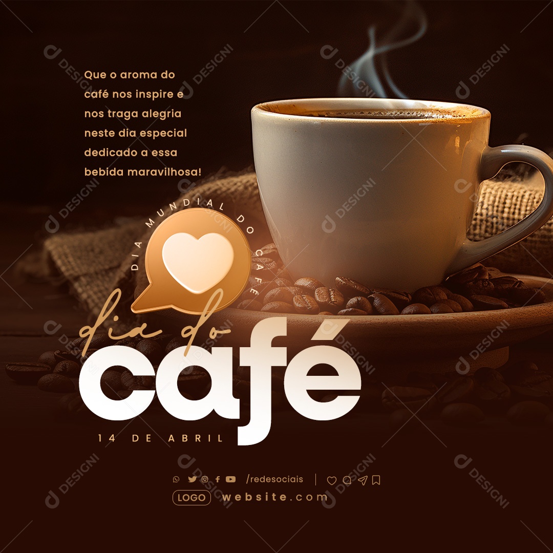 Dia do Café 14 de Abril Social Media PSD Editável