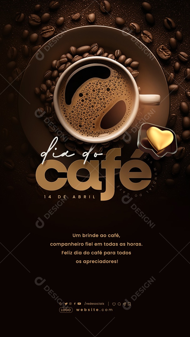 Story Dia do Café 14 de Abril um Brinde ao Companheiro Fiel em todas as Horas Social Media PSD Editável