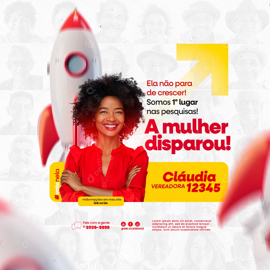 Ela não para de Crescer Somos 1 Lugar nas Pesquisas a Mulher Disparou Social Media PSD Editável