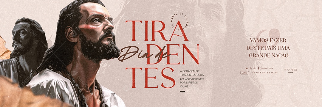 Carrossel Dia de Tiradentes 21 de Abril Batalha por Direitos Iguais Social Media PSD Editável