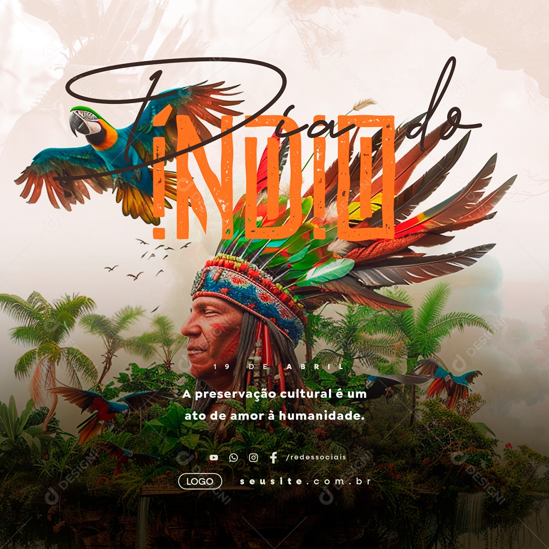 Dia do Índio 19 de Abril A Preservação Cultural Social Media PSD Editável