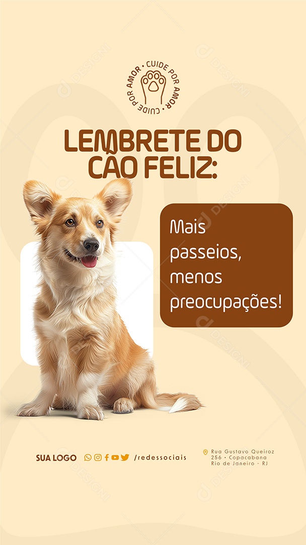 Story Petshop Lembrete do Cão Feliz Social Media PSD Editável