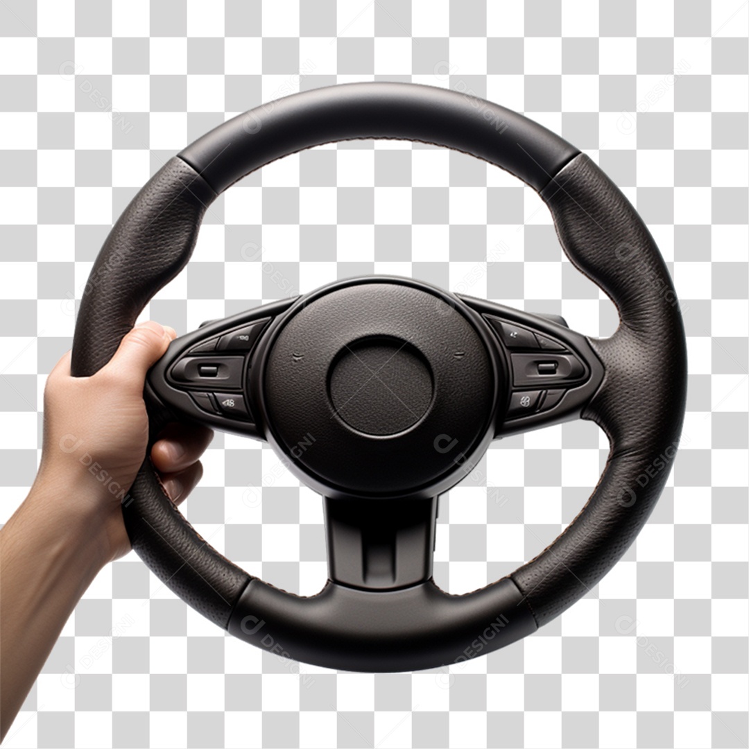 Mãos em Volante Automotivo PNG Transparente