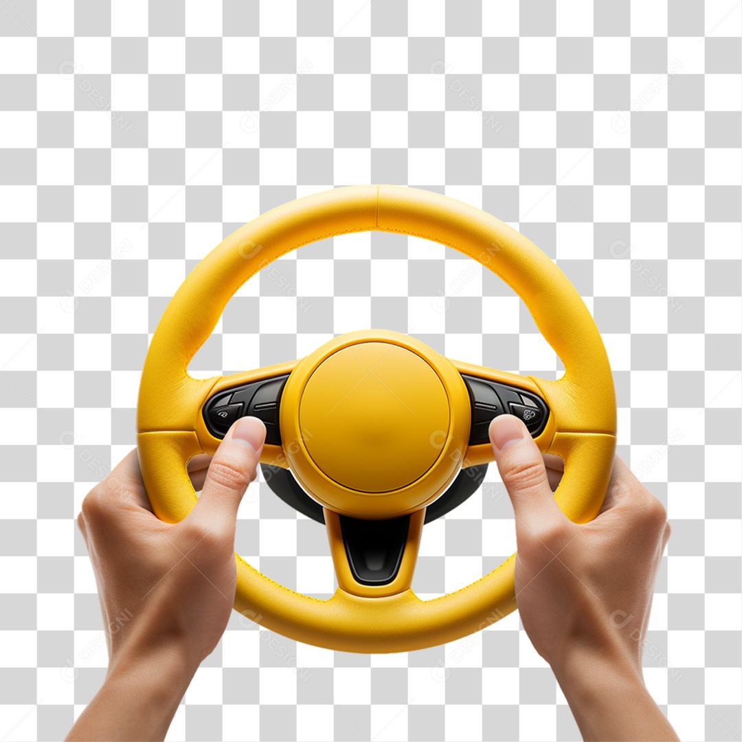 Mãos em Volante Automotivo PNG Transparente