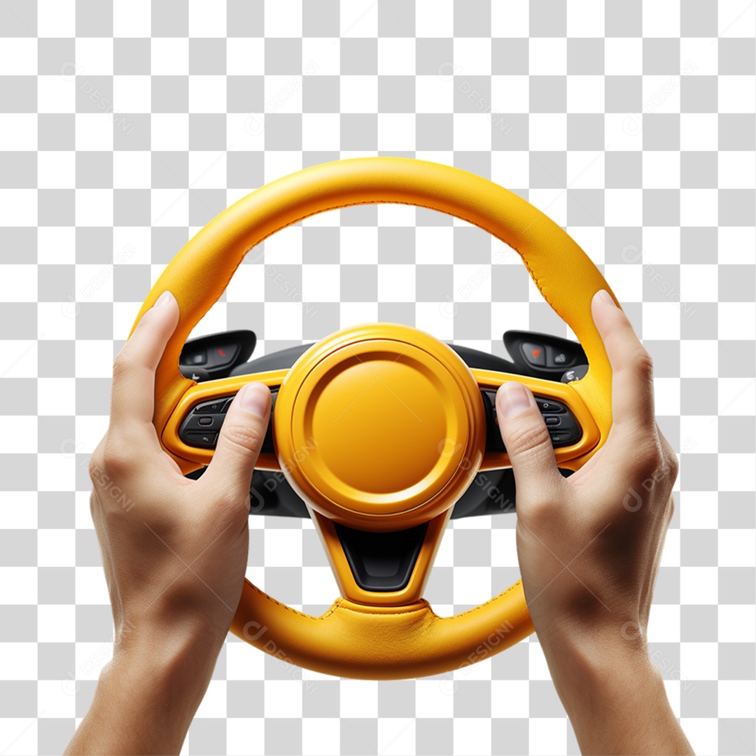 Mãos em Volante Automotivo PNG Transparente