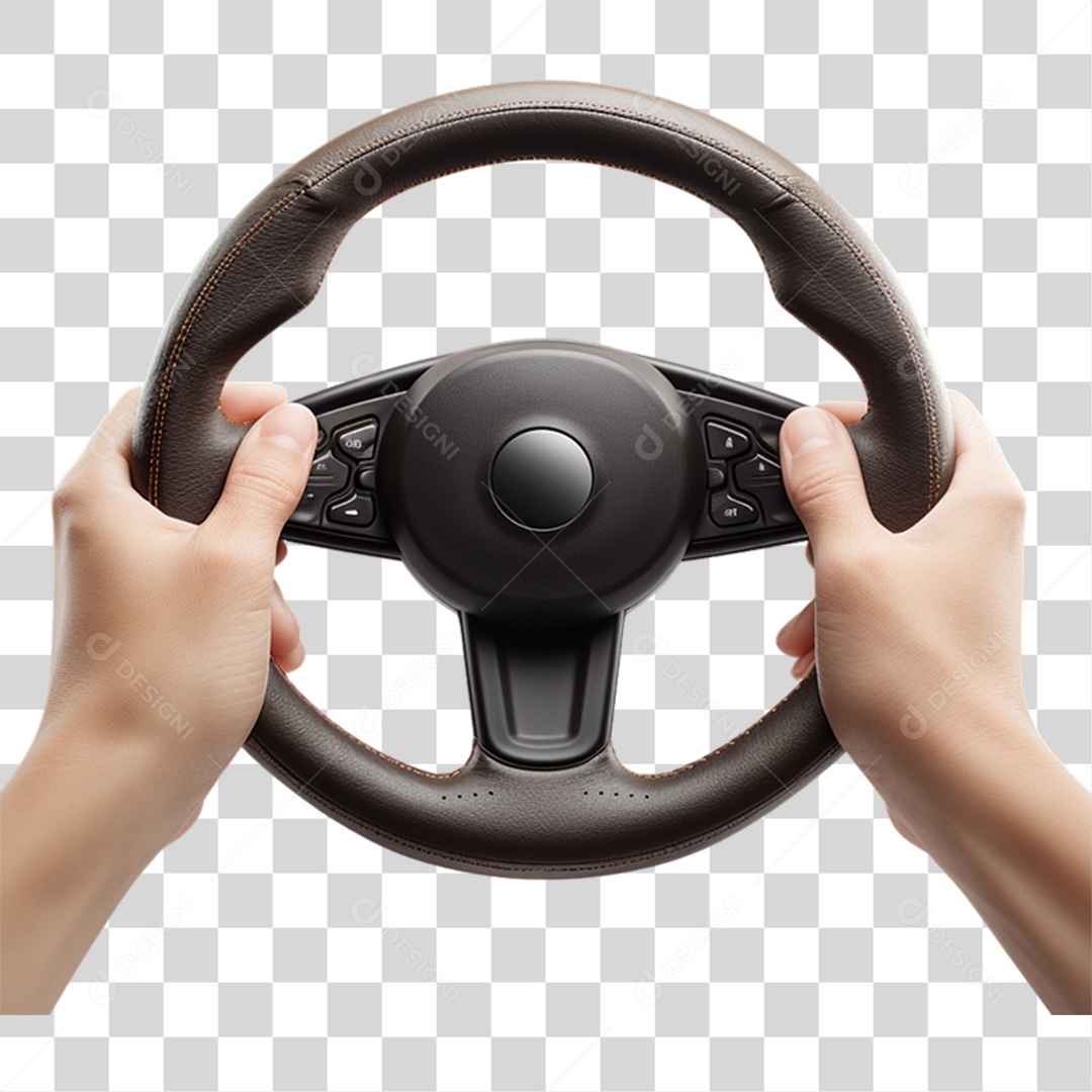 Mãos em Volante Automotivo PNG Transparente