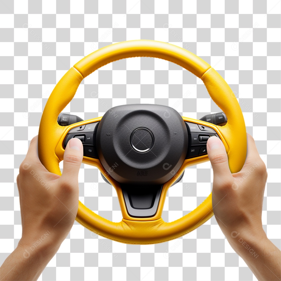 Mãos em Volante Automotivo PNG Transparente