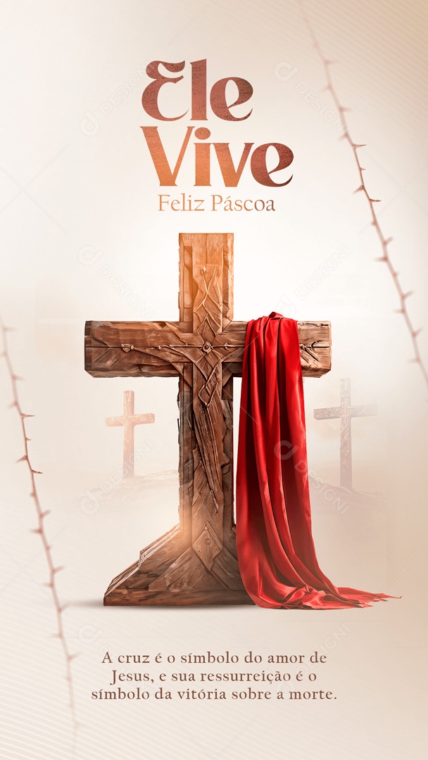 Story Feliz Páscoa 31 de Março a Cruz é o Símbolo do Amor de Jesus Social Media PSD Editável