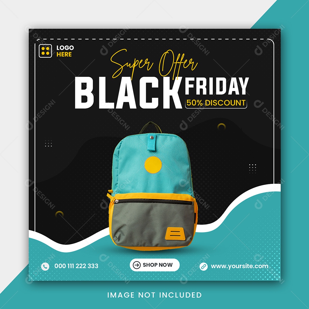 Mochila Super Black Friday Social Media PSD Editável