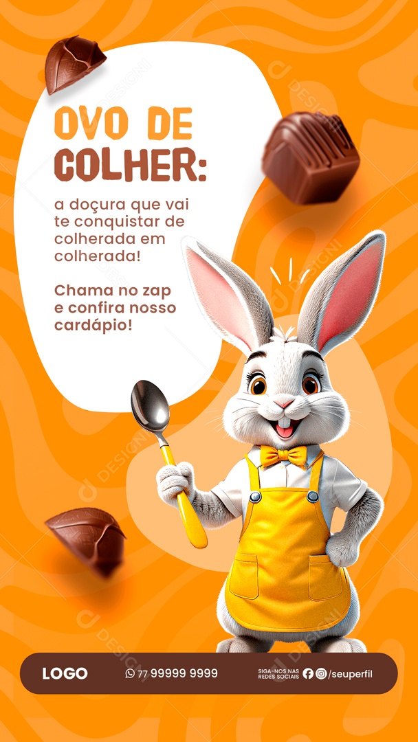 Story Ovo de Colher a Doçura que vai te Conquistar de Colherada Social Media PSD Editável