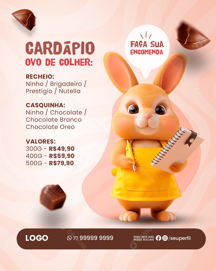 Cardápio Ovo de Colher Social Media PSD Editável