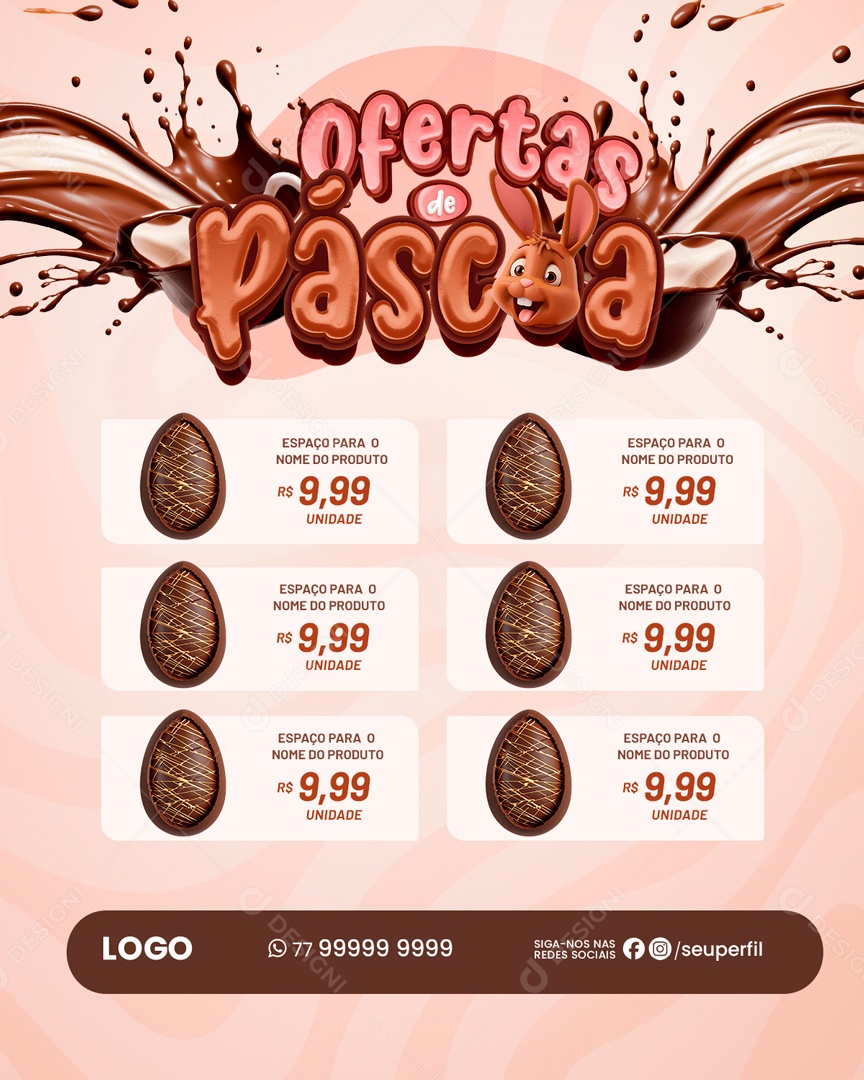 Ofertas de Páscoa Social Media PSD Editável