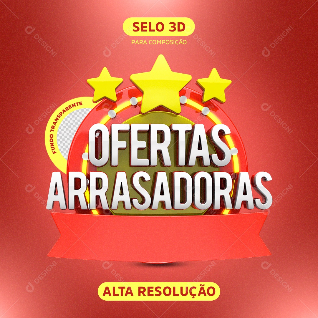 Ofertas Arrasadoras Selo 3D Para Composição PSD