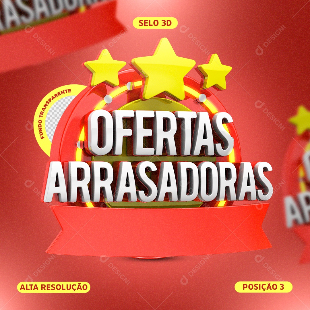 Ofertas Arrasadoras Selos 3D Composição Promoção Descontos PSD