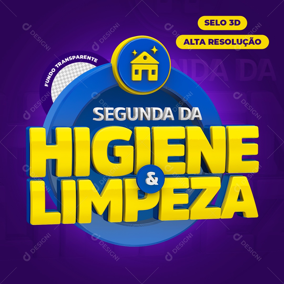 Segunda da Higiene e Limpeza Selo 3D Para Composição PSD