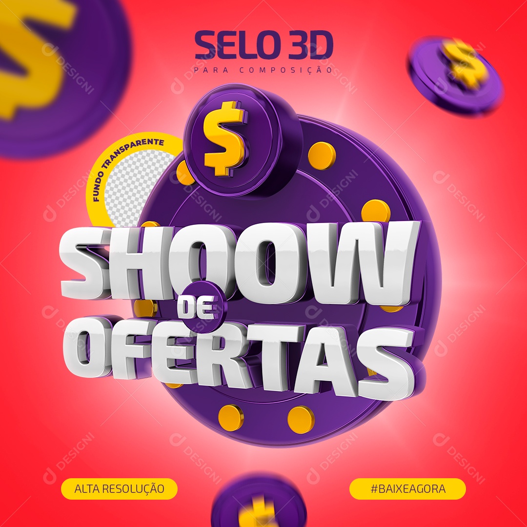 Shoow de Ofertas Selo 3D Para Composição PSD