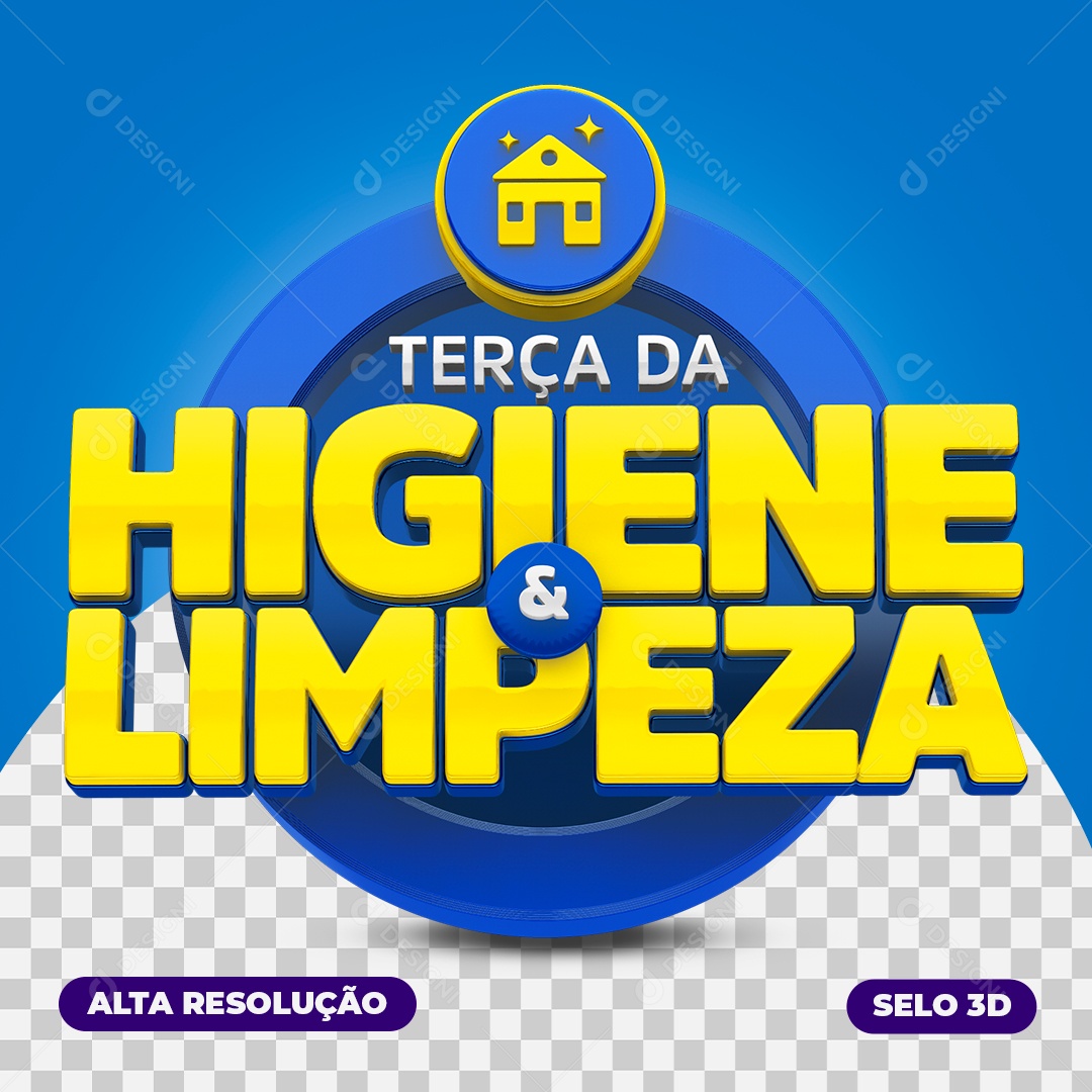 Terça da Higiene e Limpeza Selo 3D Para Composição PSD