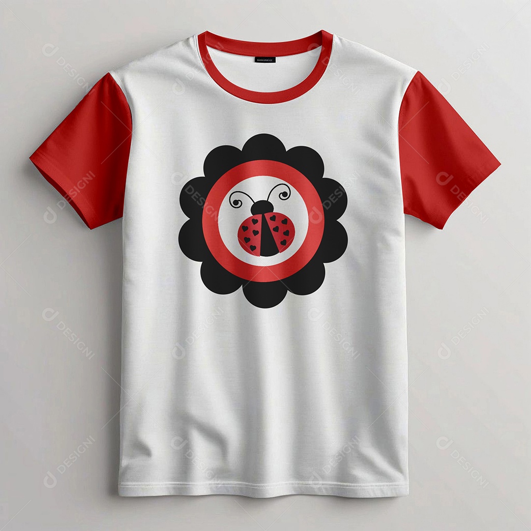 Estampa de Camiseta de Joaninha PSD Editável