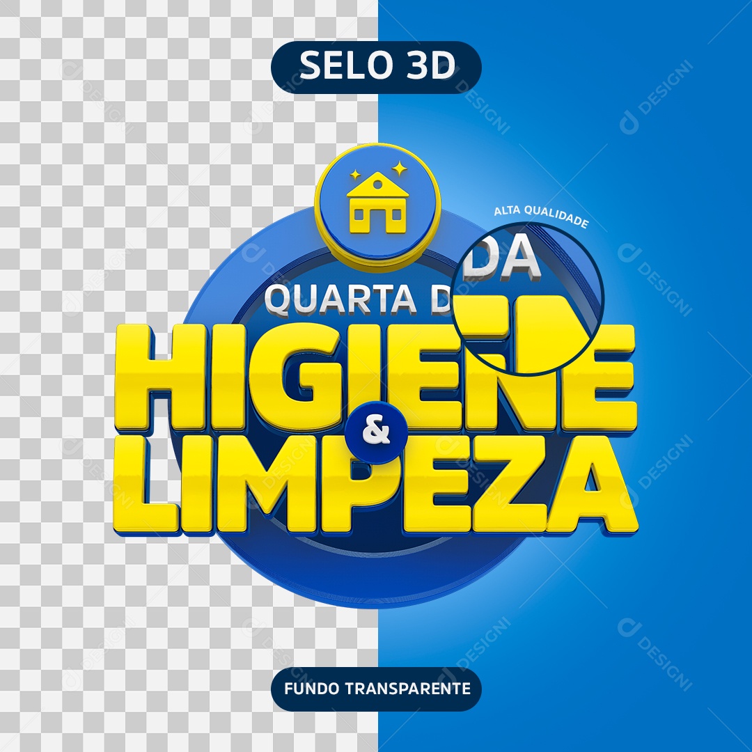 Quarta da Higiene e Limpeza Selo 3D Para Composição PSD