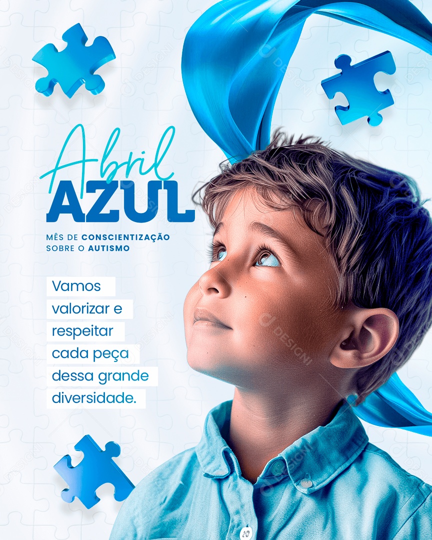 Abril Azul Vamos Valorizar e Respeitar Social Media PSD Editável