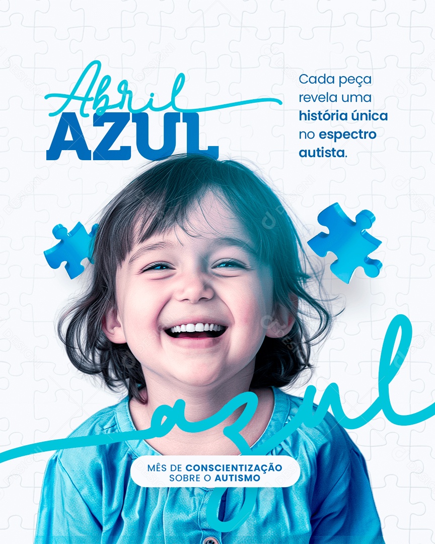 Abril Azul Cada Peça Revela uma História Única Social Media PSD Editável