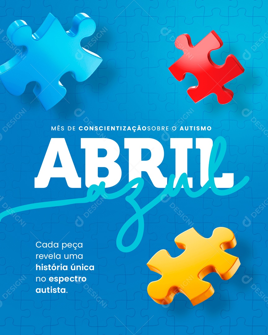 Abril Azul Cada Peça Revela uma História Única no Espectro Autista Social Media PSD Editável