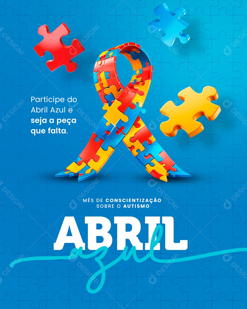 Abril Azul Mês da Conscientização Sobre Autismo Participe Social Media PSD Editável