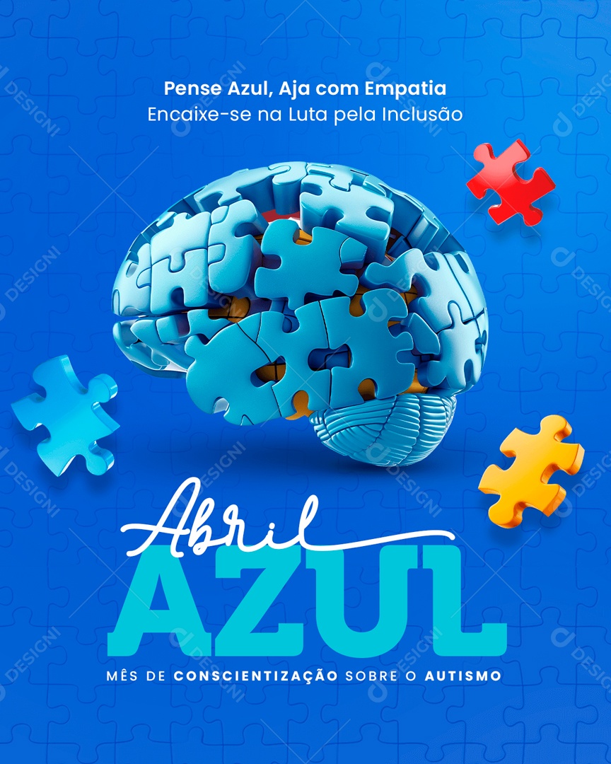 Abril Azul Pense Aja com Empatia Encaixe-se na Luta pela Inclusão Social Media PSD Editável