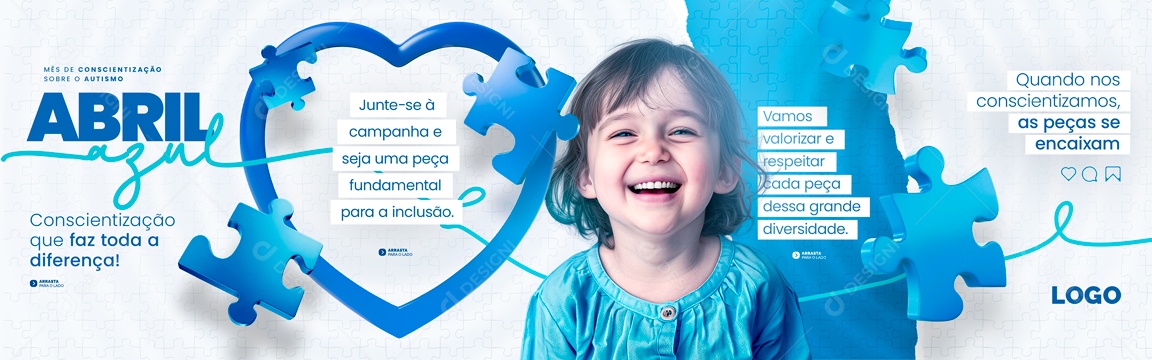 Carrossel Abril Azul Conscientização que faz todo a Diferença Social Media PSD Editável