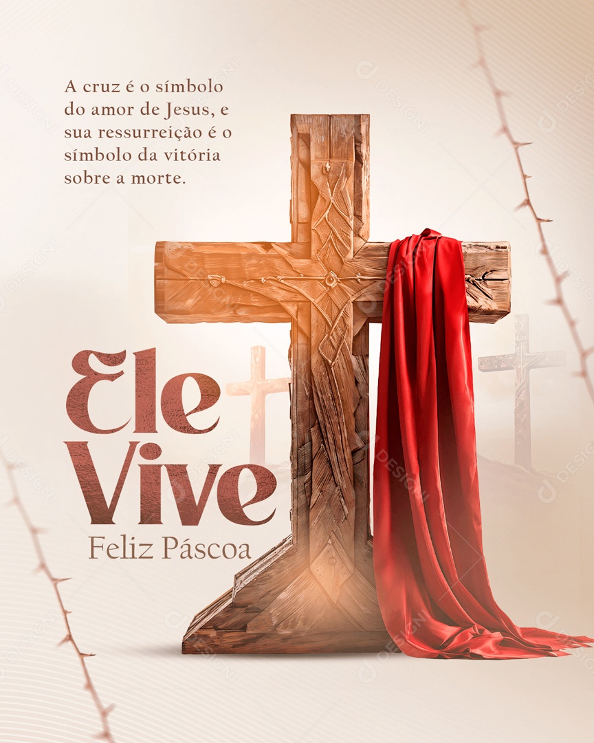 Feliz Páscoa 31 de Março Ressurreição é o Símbolo da Vitória Sobre a Morte Social Media PSD Editável