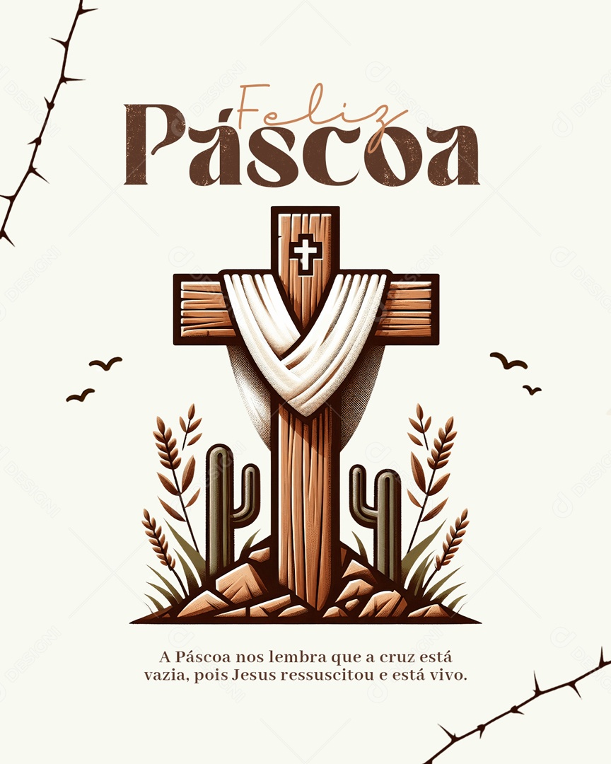 Feliz Páscoa 31 de Março nos Lembra que a Cruz está Vazia Social Media PSD Editável