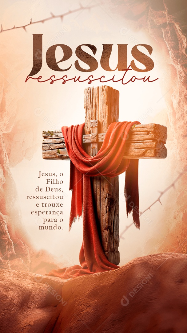 Story Feliz Páscoa 31 de Março Jesus o Filho de Deus Social Media PSD Editável