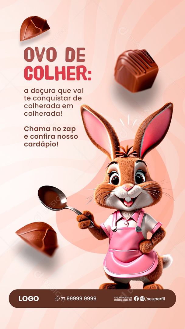 Story Ovo de Colher Chama no Zap e Confira nosso Cardápio Social Media PSD Editável