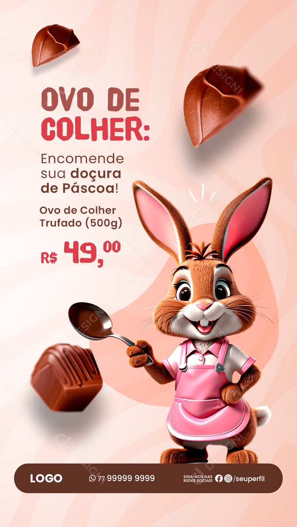 Story Ovo de Colher Trufado 49,00 Social Media PSD Editável