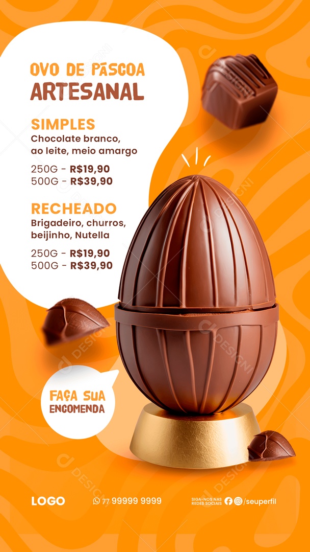 Story Ovo de Páscoa Artesanal Faça sua Encomenda Social Media PSD Editável