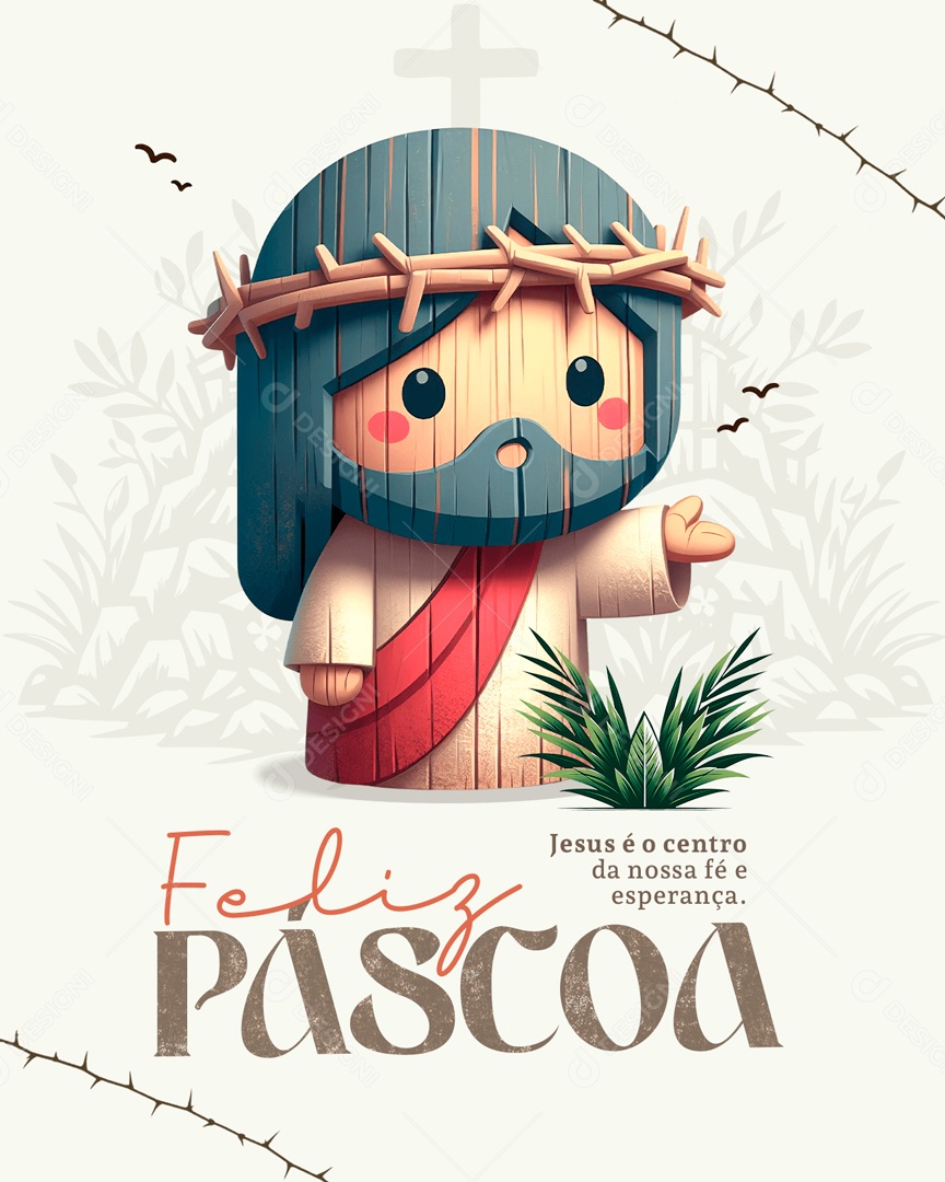 Feliz Páscoa 31 de Março Jesus é o Centro da nossa Fé Social Media PSD Editável