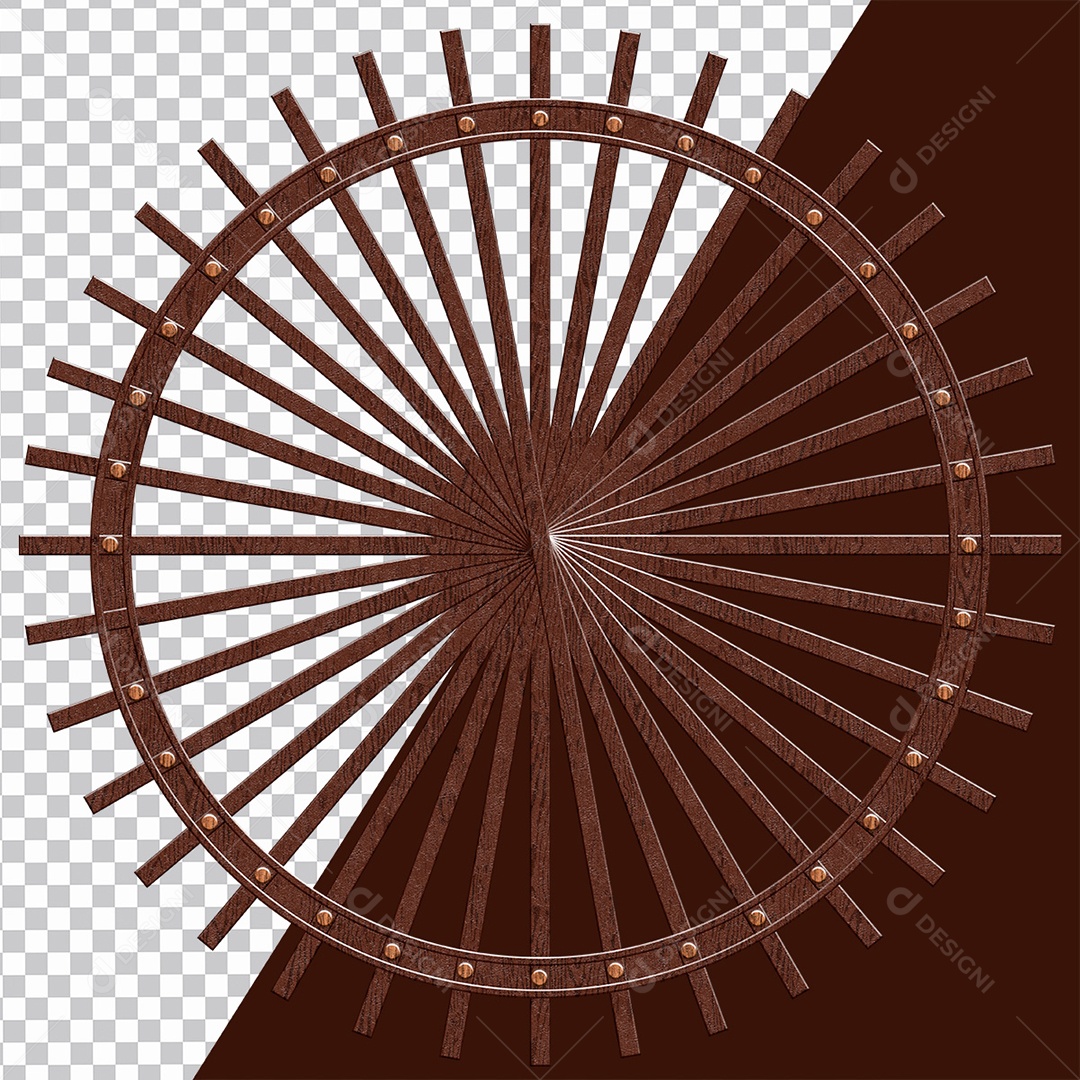 Elemento 3D Arco com Rupas de Madeira para Composição PSD