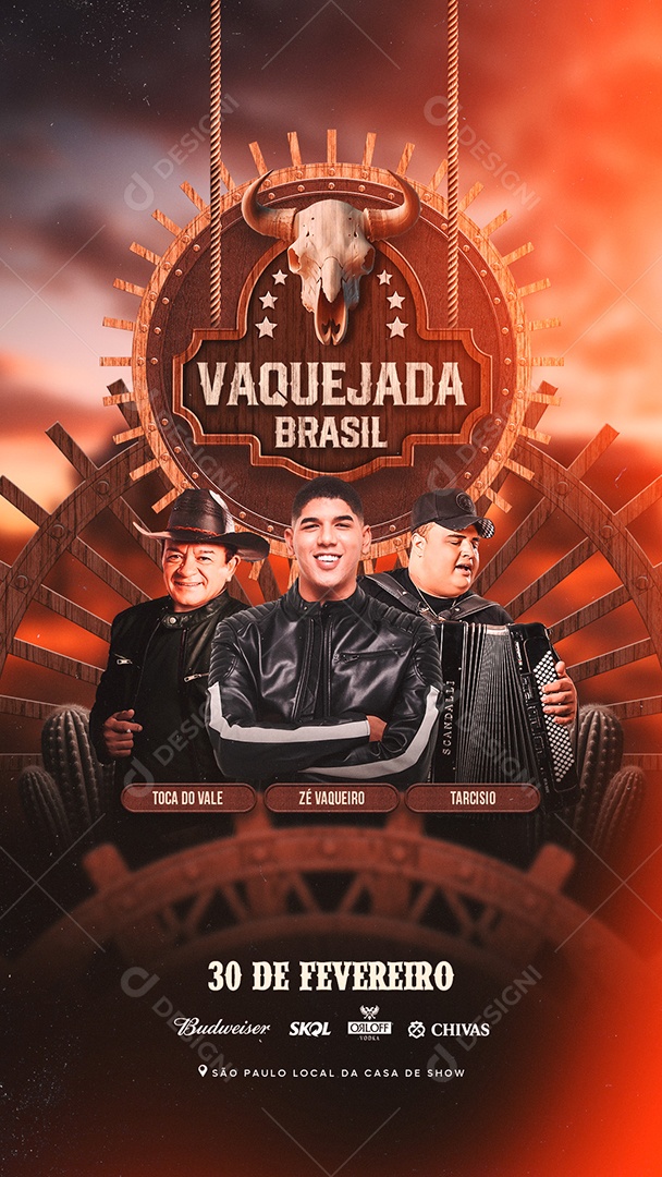 Story Flyer Vaquejada Brasil Toca do Vale Zé Vaqueiro Tarcisio Social Media PSD Editável