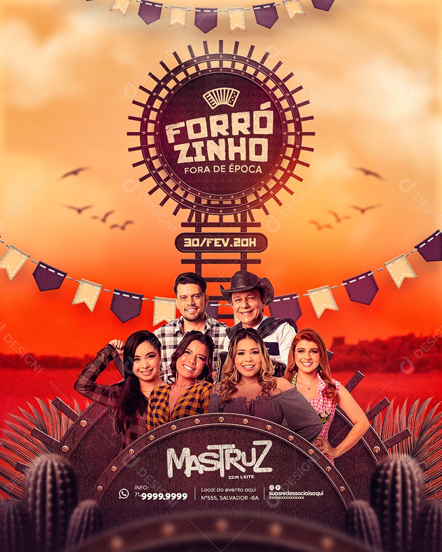 Flyer Forrózinho Fora de Época Mastruz com Leite Social Media PSD Editável